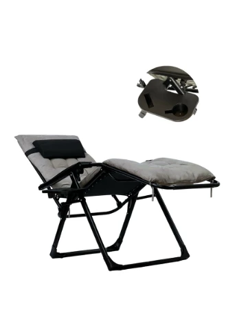 Розкладне крісло шезлонг Zero Gravity Premium Plus Grey (LB-ZGC-K2-GRY) LEOBRO (382512098)