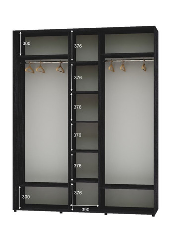 Шафа-купе тридверна 180*60*230 Бетон темний 3 двері ДСП ШК-04 Алекса (360479218)