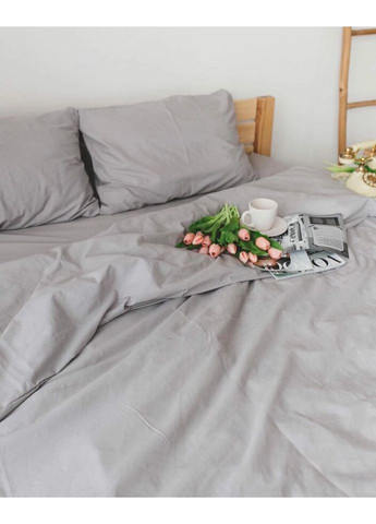 Постільна білизна двоспальна Home Варена бавовна 20501 180х215 см світло-сіра DUSHKA (336328662)