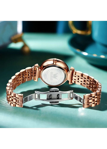 Женские часы наручные OLEVS 5536 Rose Blue классические кварцевые круглые нержавеющая сталь синий циферблат No Brand (353850231)