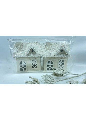 Набір декоративних новорічних будиночків з дерева 5×10×12 (см) ялинкова підвіска Молочний 28124201 Dashuri (370969267)