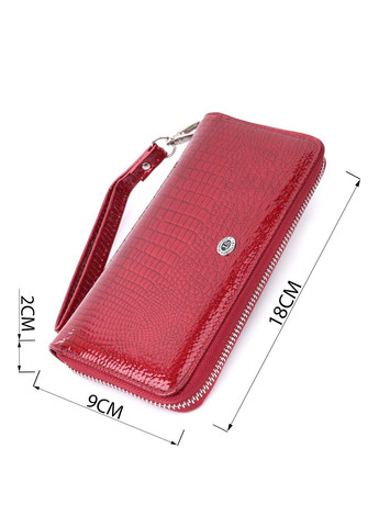 Жіночий гаманець лакований на блискавці з натуральної шкіри 22677 Червоний st leather (297993008)