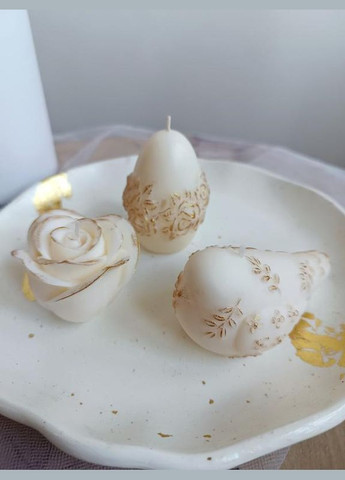 Набір ароматичних великодніх свічок 3 шт горлиця, яйце, троянда, 100% соєвий віск Hand Made (317292725)