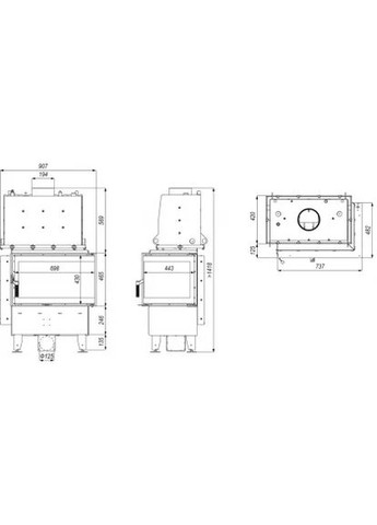 Камінна топка з водяним контуром Home RIVA SM BP SHORT (чорний шамот) Defro (370385559)