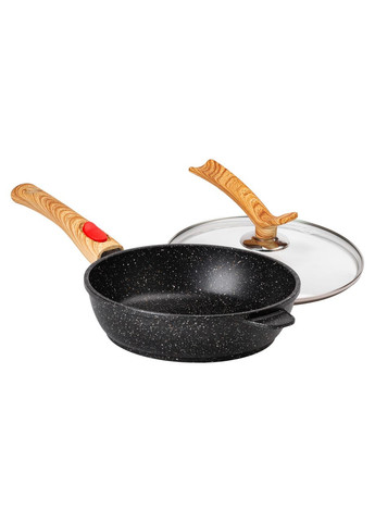 Алюмінієва глибока сковорода (2,4 л) зі скляною кришкою Ø 24 см Black MGC (356460430)