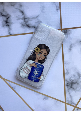 Прозорий чохол для Apple iPhone 11 Pro (5,8) з патріотичним дизайном "Дівчина з паспортом" принт 12 Creative (359495314)