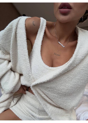 Молочна всесезон піжама комплект 3 в 1 — заміри в описі сорочка + топ + брюки GD/GL Модний простір