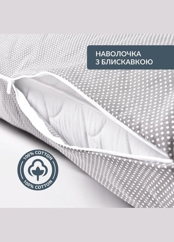 Наволочка для подушки S-Form 40х130 см бавовняна бязь, сірий горошок, на блискавці IDEIA (334726927)