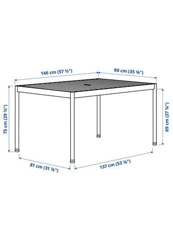Стіл і 4 стільці ІКЕА SEGERON / DUVSKAR 147 см (s49544769) IKEA (293510709)