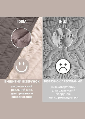 Покривало на ліжко 220х240 см і 2 шт подушка декор із вишивкою двостороннє, міцне стьобання тканини IDEIA (317196771)