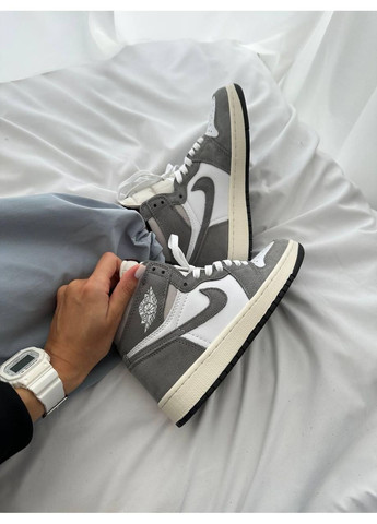 Білі Осінні кросівки чоловічі nike air jordan 1 high washed heritage найк аір джордан No Brand