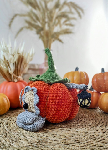 В'язаний гарбуз-будинок, Хелловін Helloween, м'яка іграшка, декор для дому, подарунок Handmade (306618433)