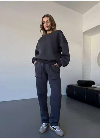 Теплий жiночий костюм графiтового кольору 35626 Fashion (366074765)