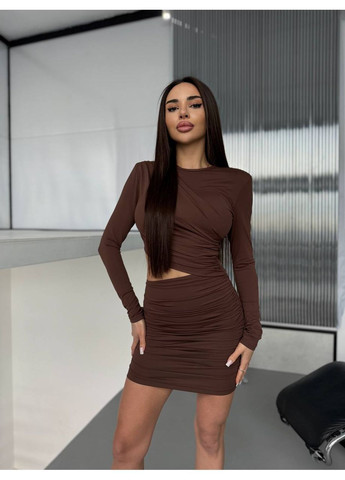 Кавова ділова, кежуал сукня No Brand однотонна