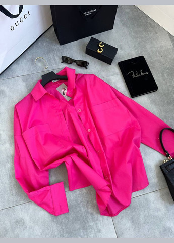 Малиновая классическая, повседневный рубашка однотонная Україна с длинным рукавом