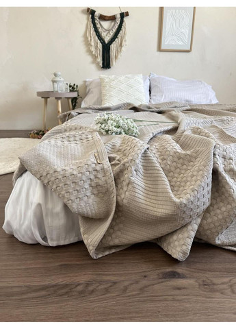 Покрывало Марокко вафельное хлопковое серобежевого цвета ZEINTEX (315347087)