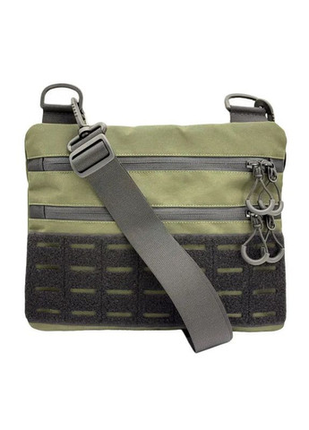 Мужская сумка через плечо, RoKit Olive Black M с патч панелью, Мужская сумка через плечо под патчи. HardKIT 9377274-HK (370140803)