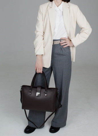 Сумка жіноча шкіряна для документів А4 шоколадна 01738 офісна Virginia Conti (303543562)