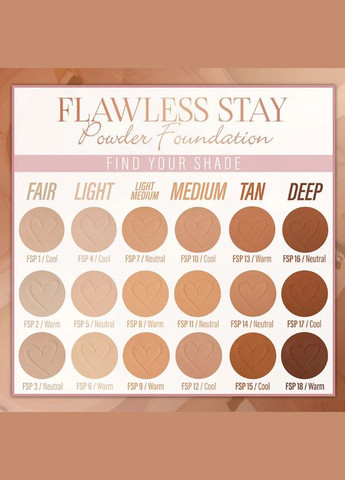 Пудрова основа для обличчя Flawless Stay Powder foundation 2.0 Fair Warm Бежевий 7 гр. Beauty Creations (291413631)