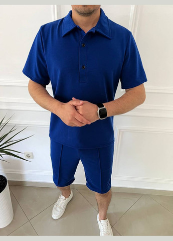 Синій літній чоловічий костюм двійка поло + шорти з шортами MonCher
