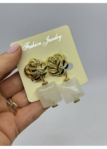 Сережки з агату на кліпсі 20*20 мм 5.5 см Білий No Brand (372467984)