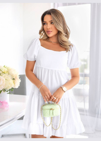 Білий класична сукня міні бiлого кольору 33623 кльош Fashion однотонна