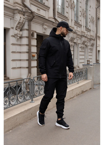 Мужской утепленный костюм из Softshell - защита от ветра и влаги, комфорт в холодную и морозную погоду черный Intruder soft shell (359381184)