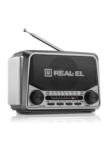 Радіоприймач 1.0 X-525 Grey, 3 Вт, пластиковий корпус, FM/AM/SW, USB, SD/microSD, акумулятор, ліхтарик Real-El (362474723)
