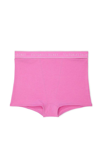 Трусики женские Logo Cotton High-Waist Boyshort Panty New Peony XS розовые Victoria's Secret (344445231)