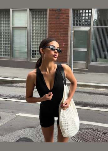 Жіночий комбінезон No Brand комбінезон-шорти чорний спортивний, повсякденний, кежуал біфлекс