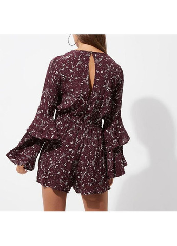 Ромпер River Island комбінезон-шорти абстрактний бордовий віскоза