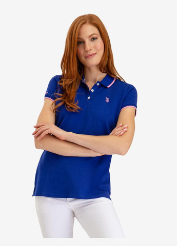 Жіноча футболка поло TIPPED POLO SHIRT XS синя U.S. Polo Assn. (286761239)