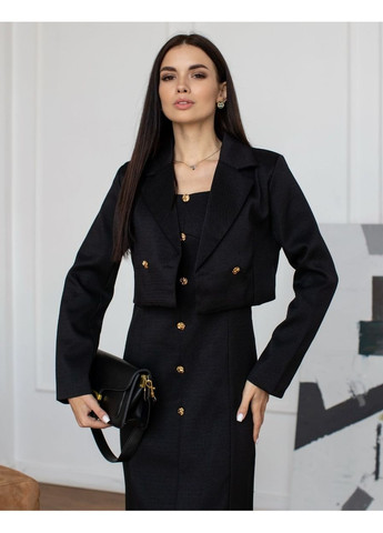 Черное твидовий костюм черний 111776 черный No Brand