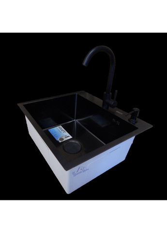 Комплект кухонной мойки Handmade PVD черная HS54*48 (3.0/1.0 мм) декор Kraft (350671460)