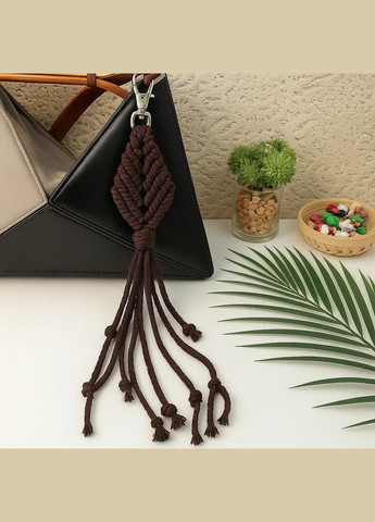 Набір макраме ручного в'язання і для рукоділля брелока «Ромб» для ключів, сумки та аксесуарів коричневий No Brand (338854793)