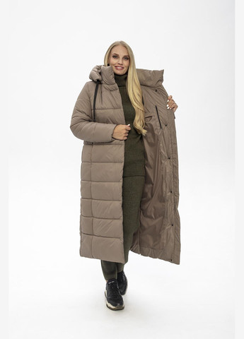 Бежевая зимняя куртка-пальто с капюшоном женское "агата" MioRichi