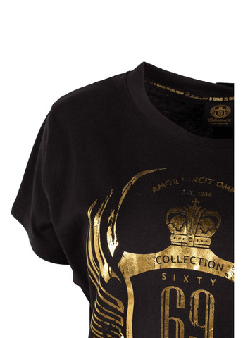 Черная летняя женская футболка collection 69 No Brand