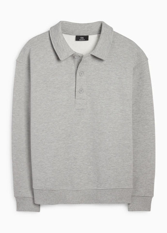 Светло-серая футболка-поло для мужчин C&A однотонная