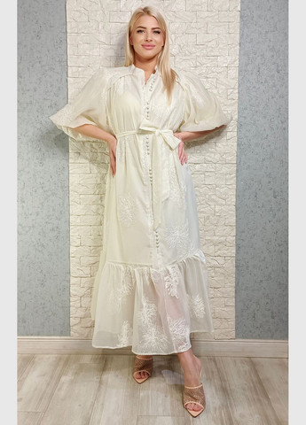 Молочное праздничный, коктейльное, кэжуал платье а-силуэт Flam Mode