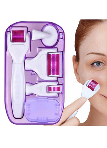 Комплект мезороллер дермароллер для догляду за шкірою обличчя шиї тіла з кейсом для зберігання насадками 4 штуки (479782-Prob) Unbranded (323757569)