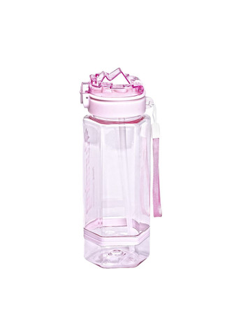 Бутылка для воды 760 мл с трубочкой и наклейками розовая HP-14-48P Yiwu (369653997)