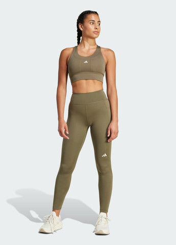 Зелёный спортивный бра run pocket medium-support adidas трикотаж
