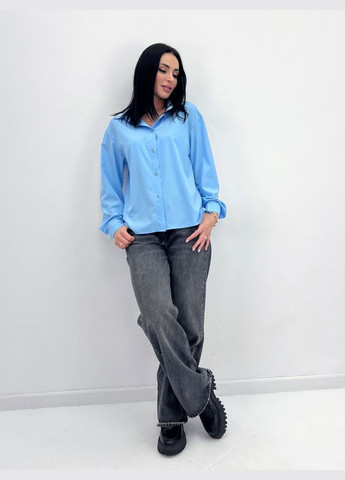 Голубая базовая женская рубашка Fashion Girl "Eden"