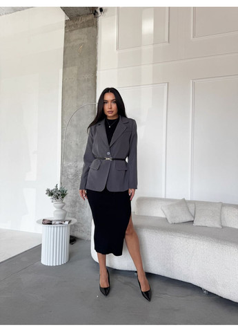 Серый женский женский пиджак No Brand однотонный - демисезонный