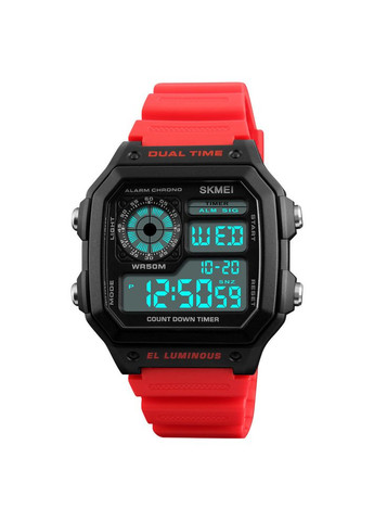 Годинник спортивний водостійкий 1299 (Скмей), колір чорний з червоним ( код: IBW874BR ) Skmei (323139143)