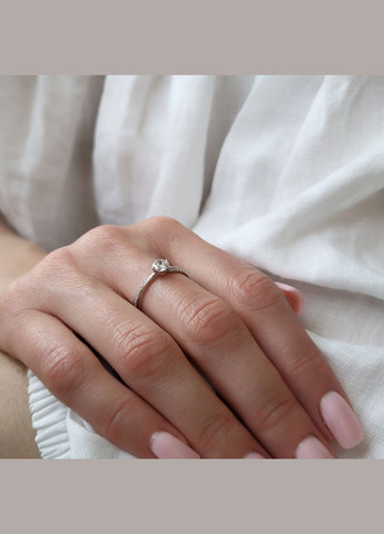 Срібна каблучка із Білими каменями 16.5 розмір срібло 925 проби Родоване 1239к 1.04г No Brand (311301163)