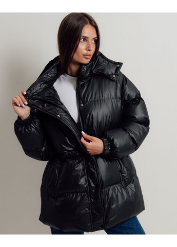 Черная зимняя куртка зимняя с затяжками H