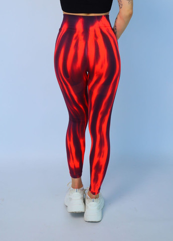 Алые демисезонные леггинсы спортивные с эффектом пуш-ап и неоновым градиентом (70036) FitFiesta