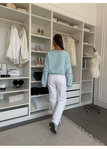 Голубой свитшот женский однотонный (361010469)