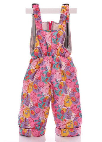 Розовый зимний комбинезон для девочки на холлофайбере с принтом галактики бэбик розовый с коричневым мехом 80 см (53016) BABYKROHA